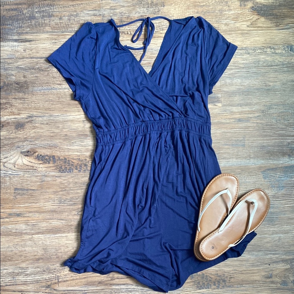Navy Blue Maternity/Nursing Romper